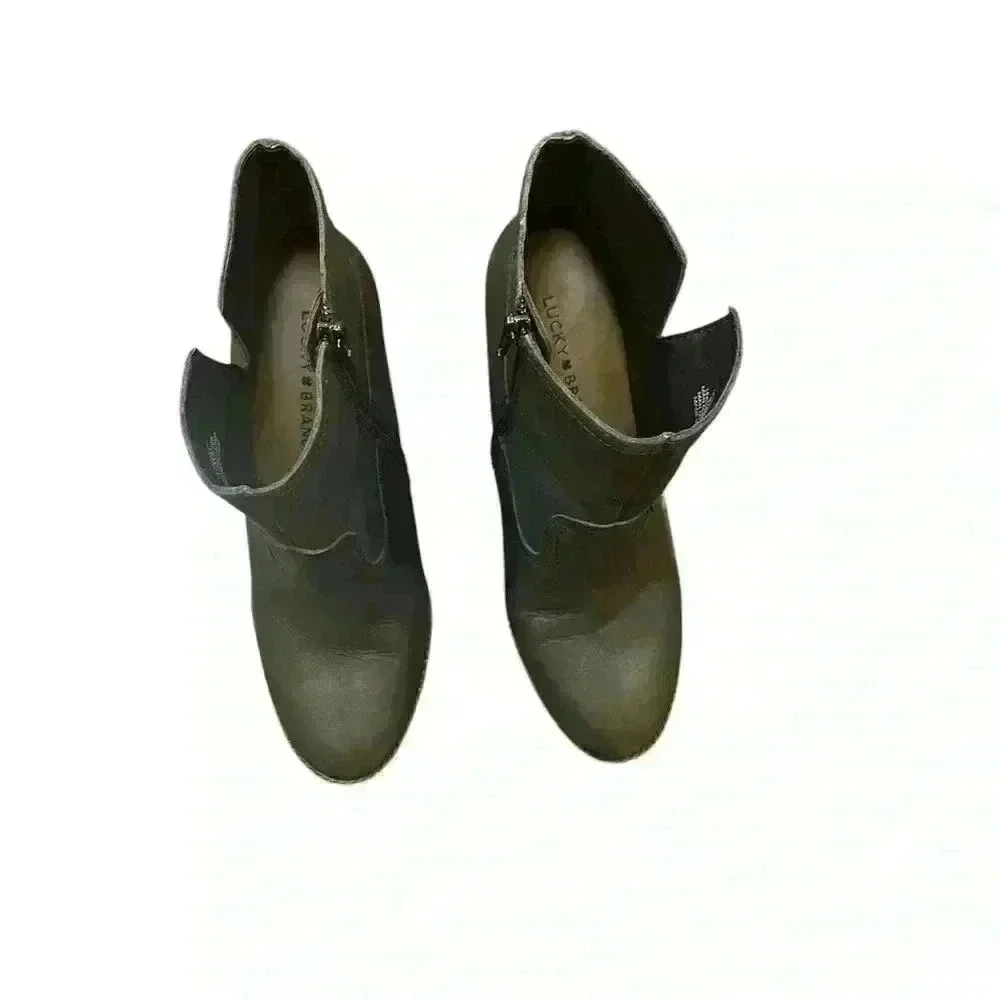 Lucky Brand Dark Gray Leather Ankle Boots size 9.5